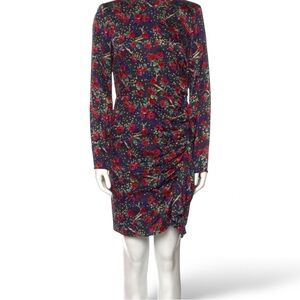 Veronica Beard Silk Floral Mini Dress Sz 6 Black‎ Ruffle Skirt Long Sleeve Party